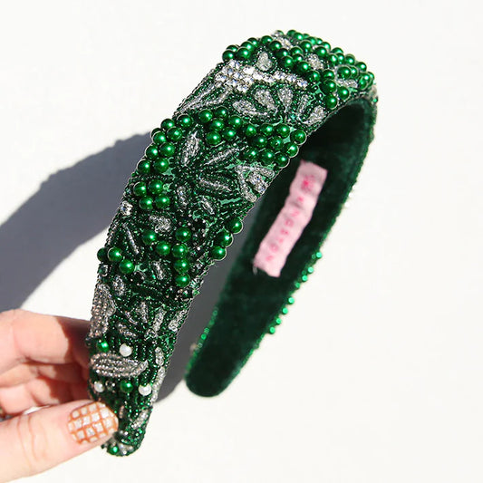 Emerald Fields Beaded Headband