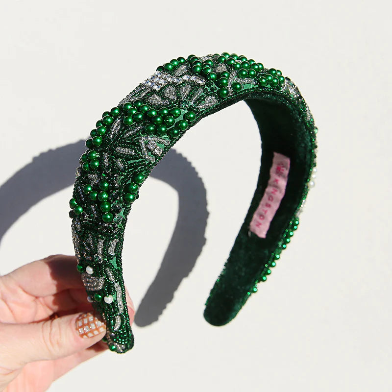 Emerald Fields Beaded Headband