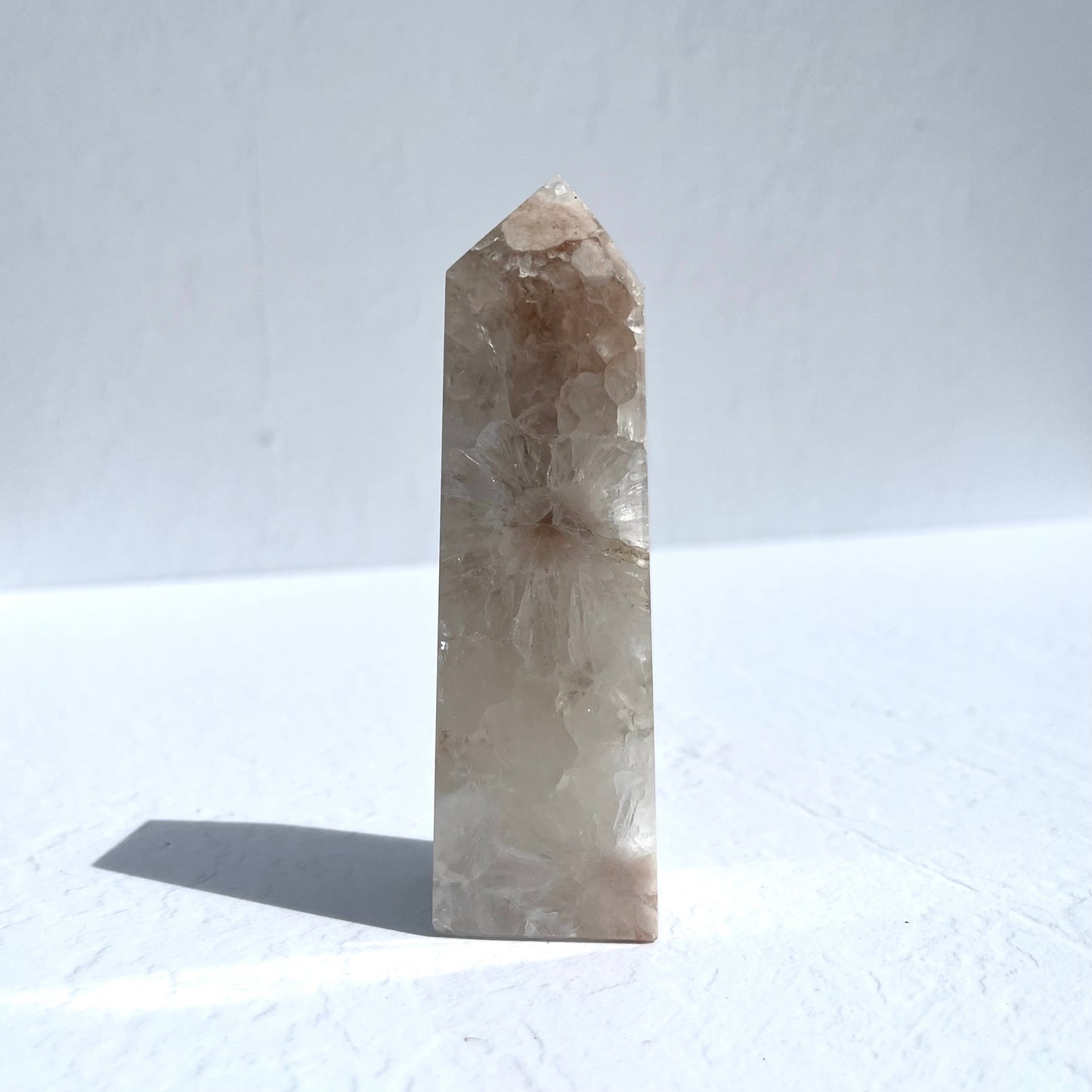 Pink (Sakura) Flower Agate Poin with Quartz / 267g