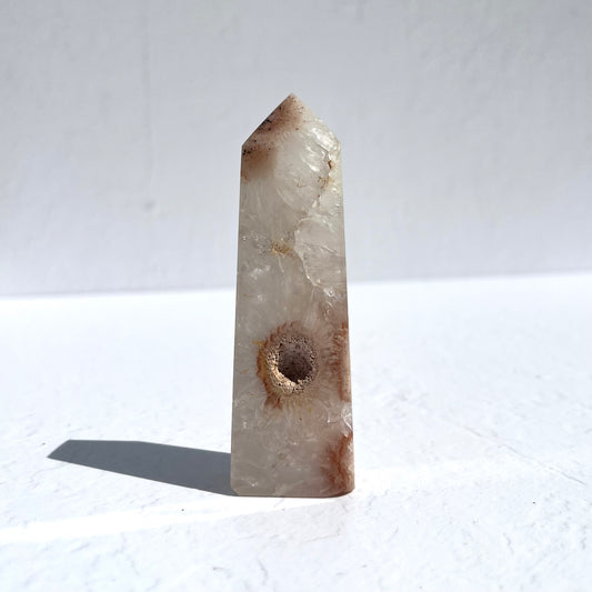Pink (Sakura) Flower Agate Point with Quartz / 110g