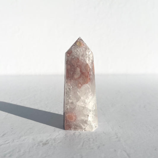Pink (Sakura) Flower Agate Point with Quartz / 125g