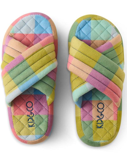 Florida Tartan Quilted Velvet Adult Slippers