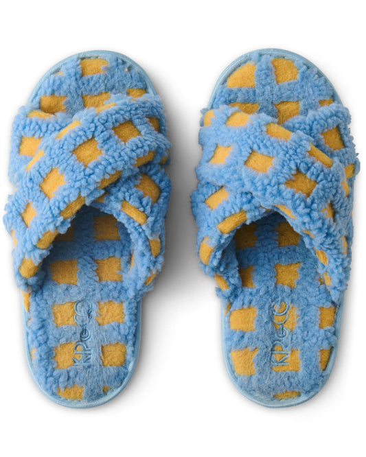Ocean Shores Check Sherpa Adult Slippers
