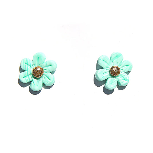 Large Flower Studs - Mint
