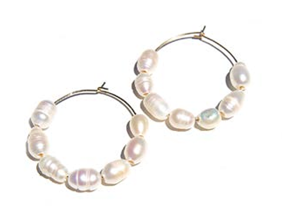 Large Pearl Hoops
