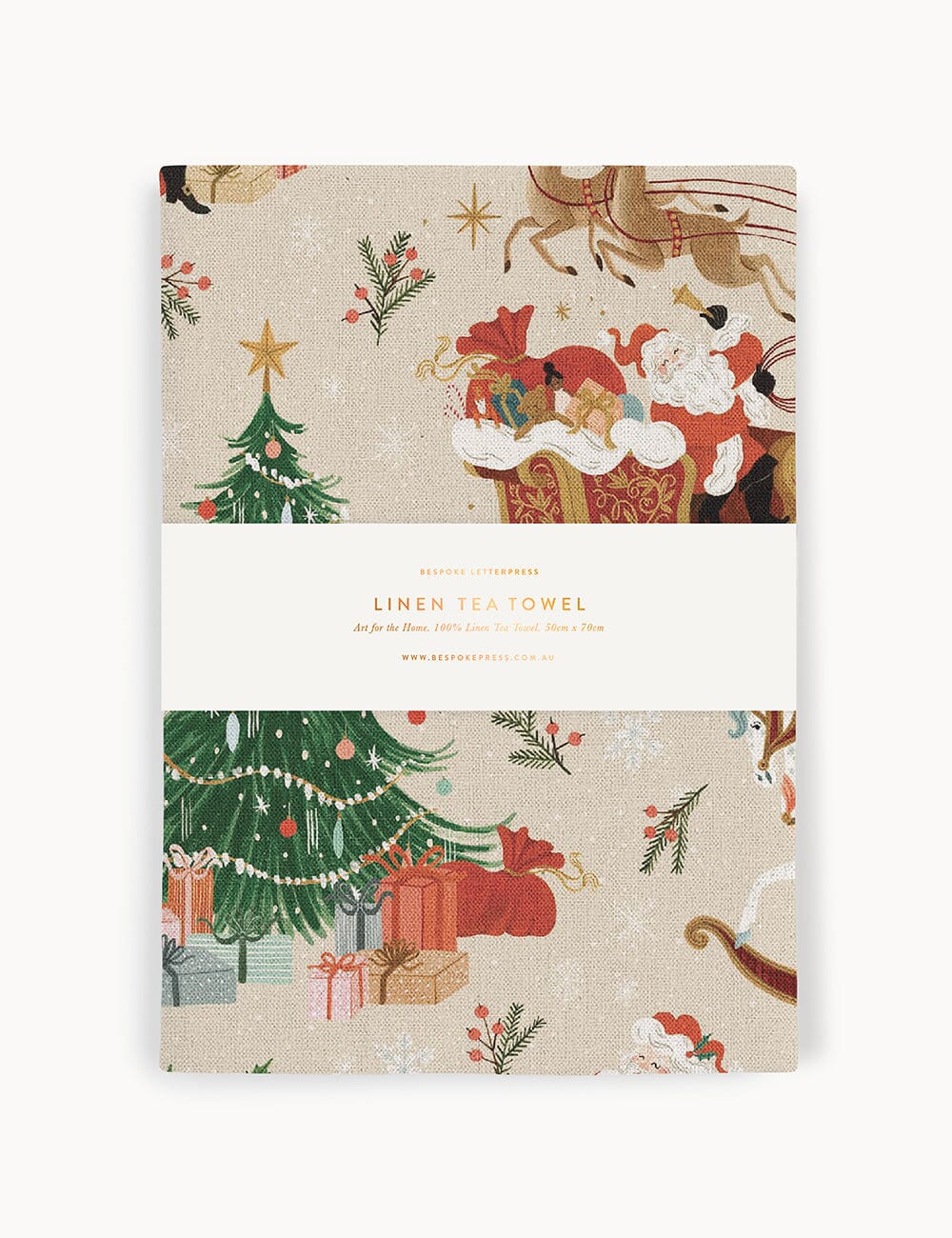 An Enchanted Christmas 100% Linen Tea Towel