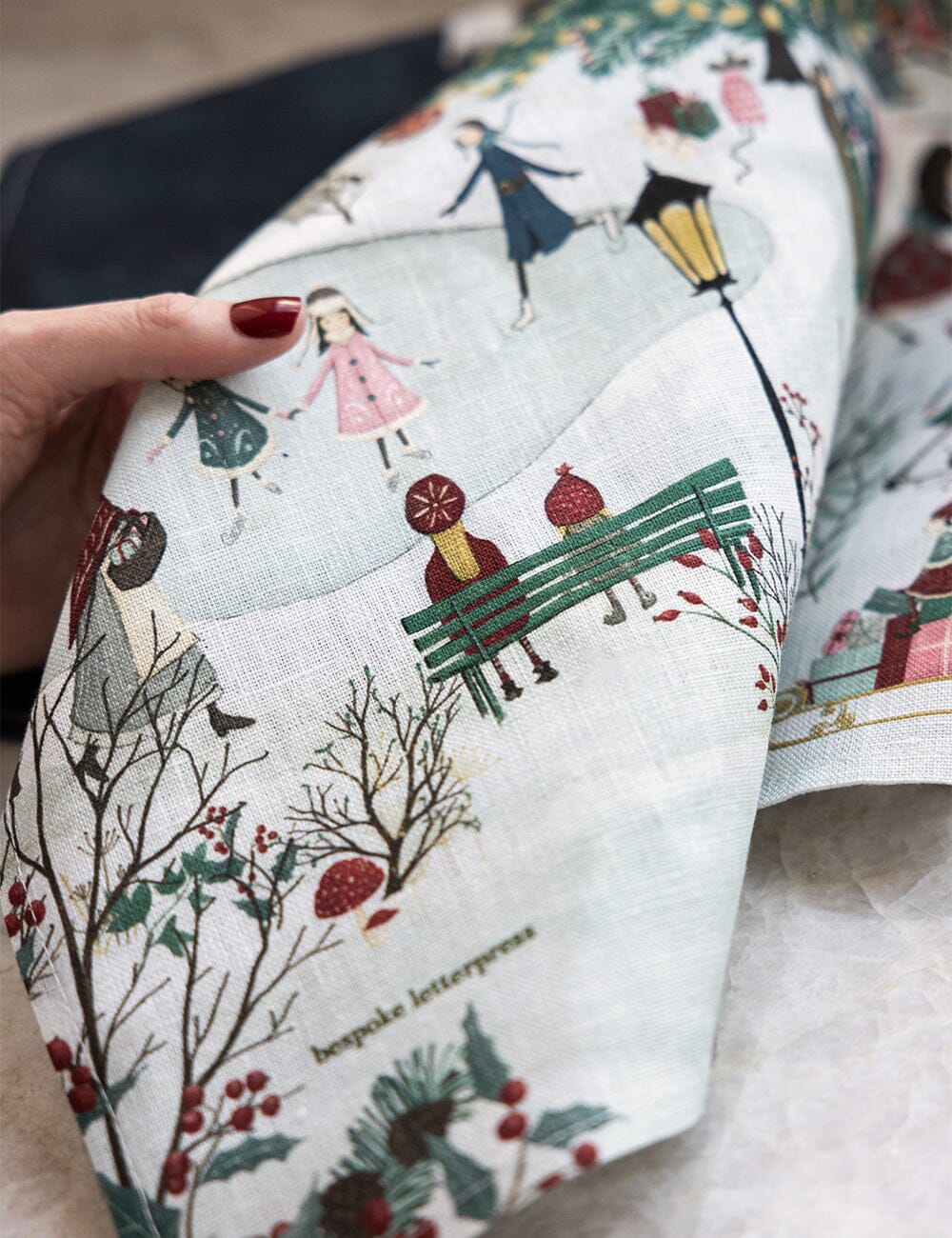 The Christmas Village 100% Linen Tea Towel