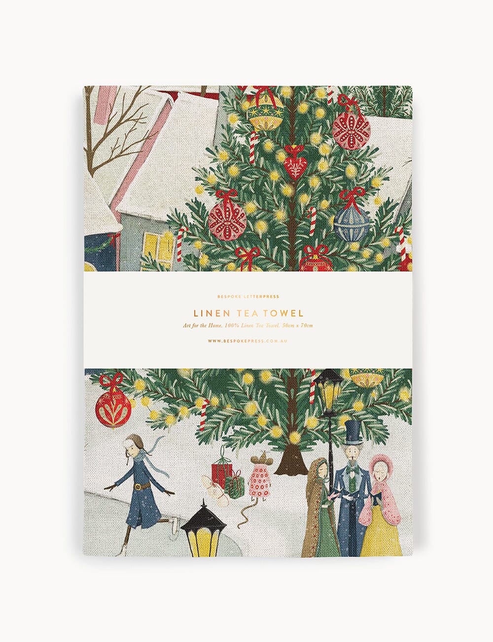 The Christmas Village 100% Linen Tea Towel