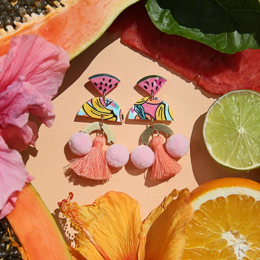 Fruity Pom Pom Earrings