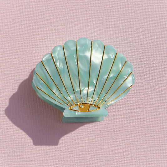 Mint Shell Hair Clip (small)