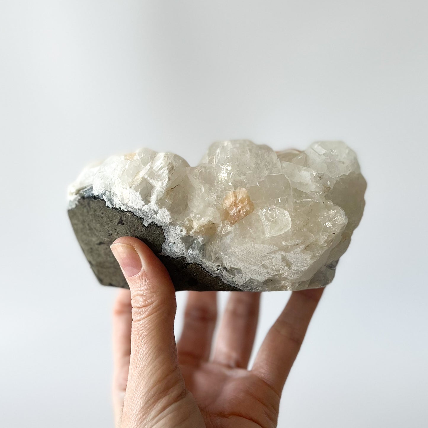 Apophyllite Cluster with stillbite inclusions / 692g