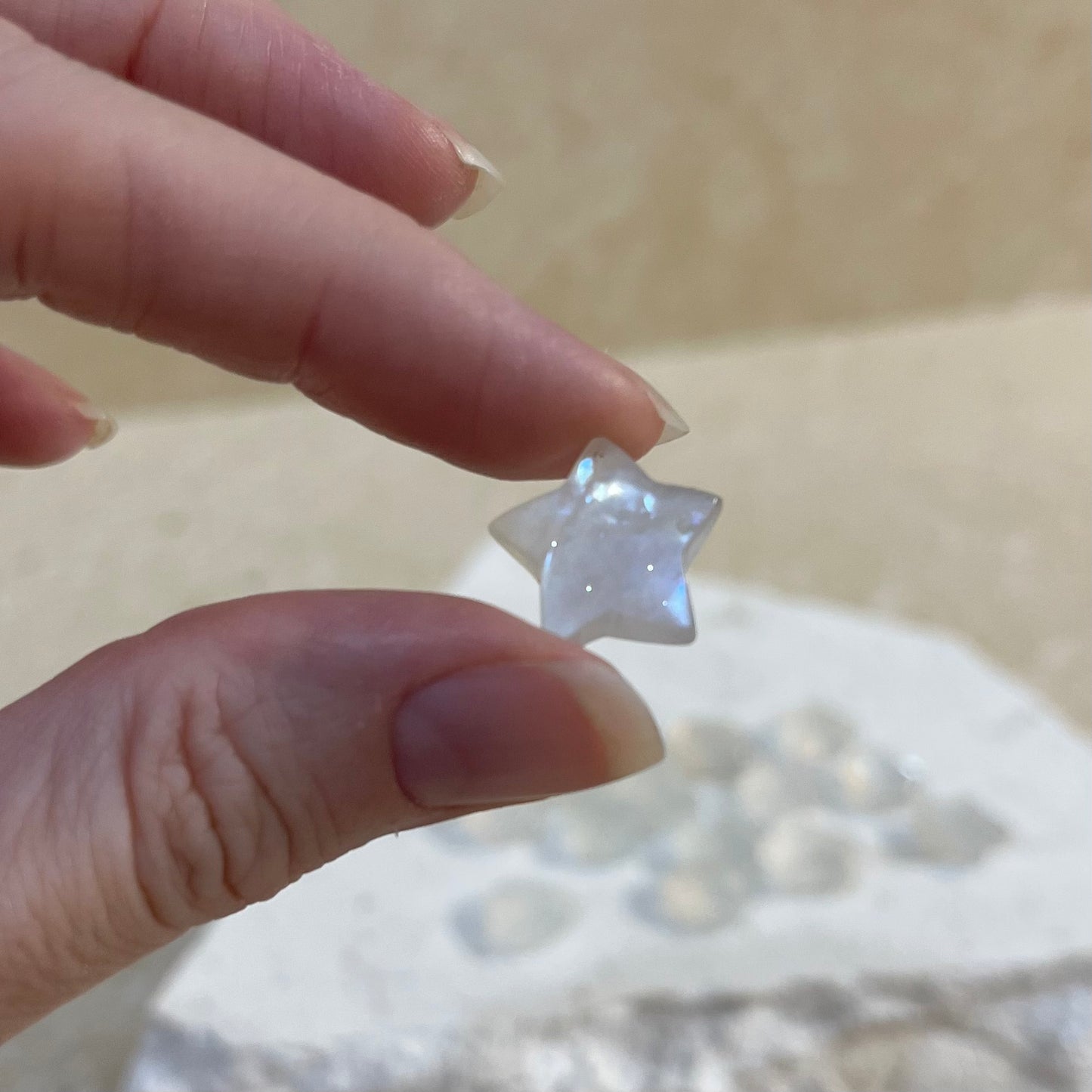 White Moonstone Mini Heart & Star (gem grade)