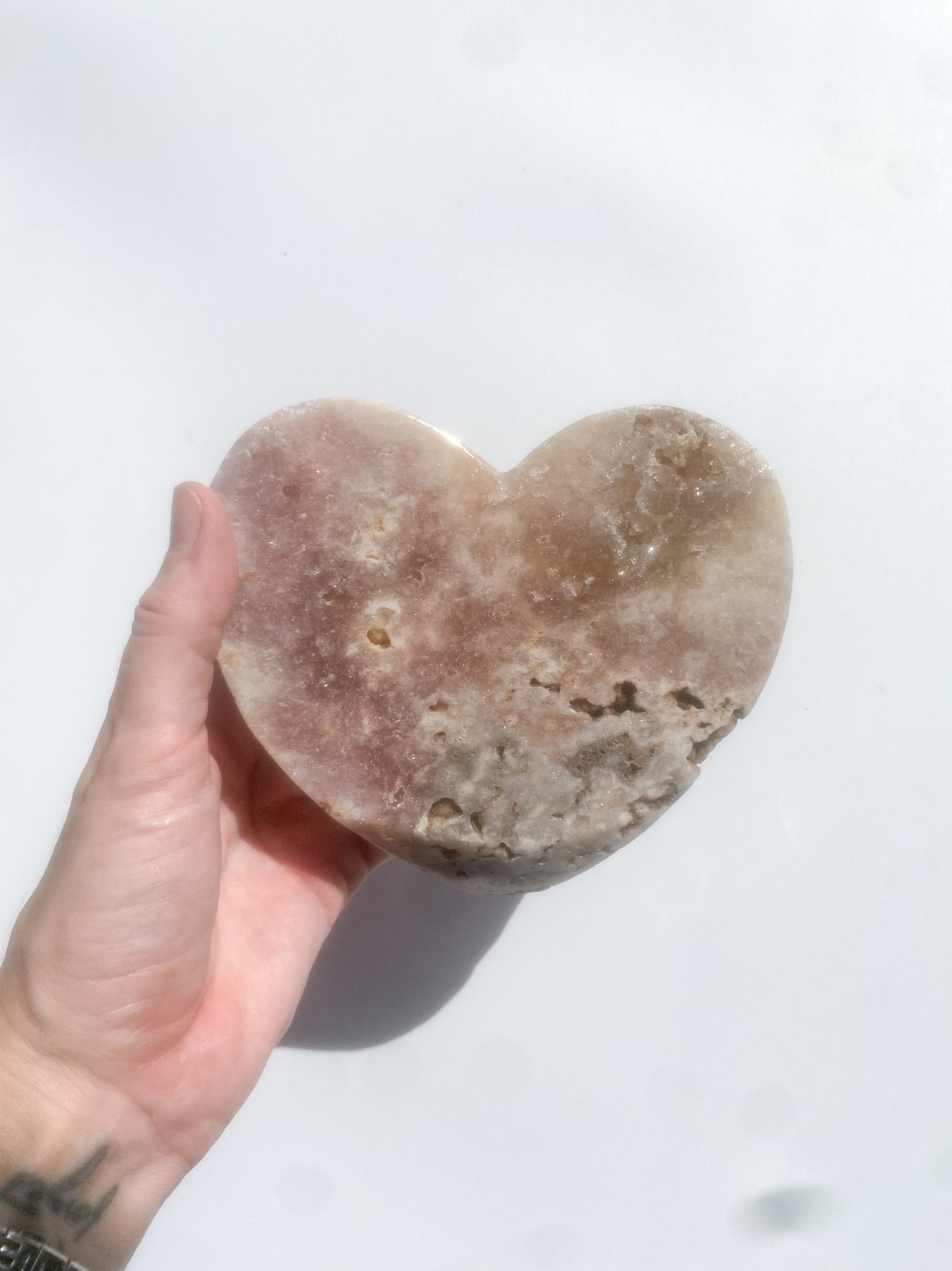 Pink Amethyst Heart with druzys & Quartz / 871g