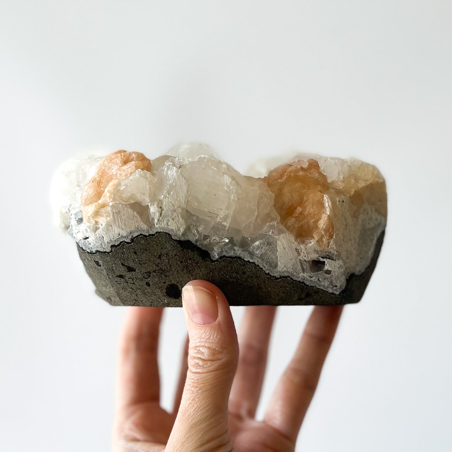 Apophyllite Cluster with stillbite inclusions / 692g