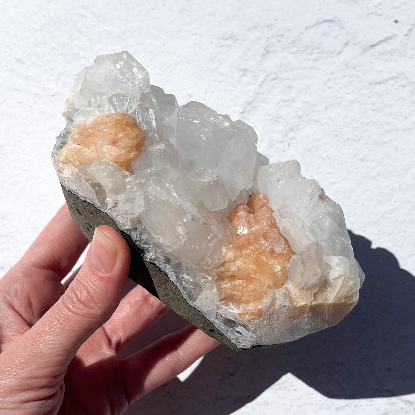 Apophyllite Cluster with stillbite inclusions / 692g
