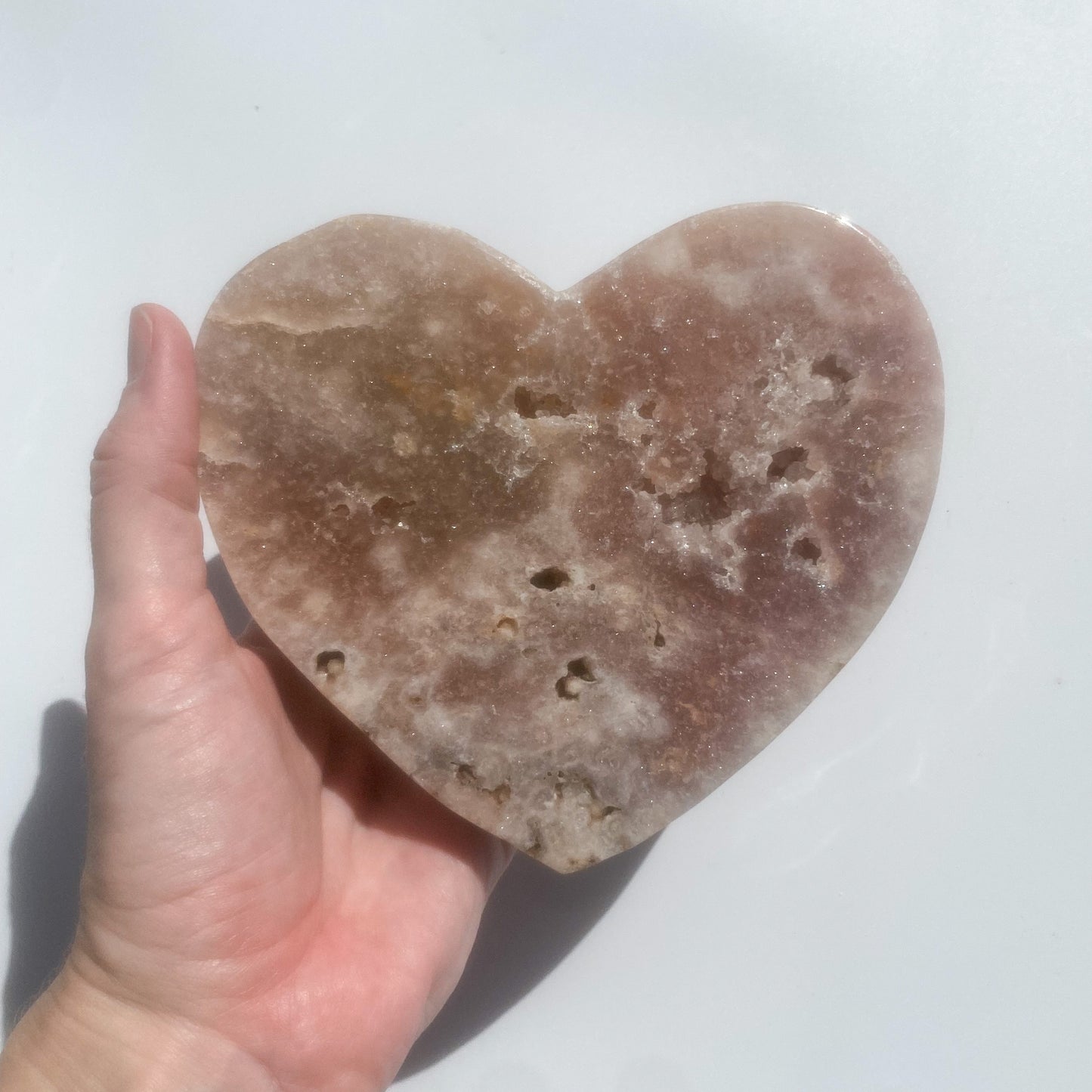 Pink Amethyst Heart with druzys & Quartz / 871g