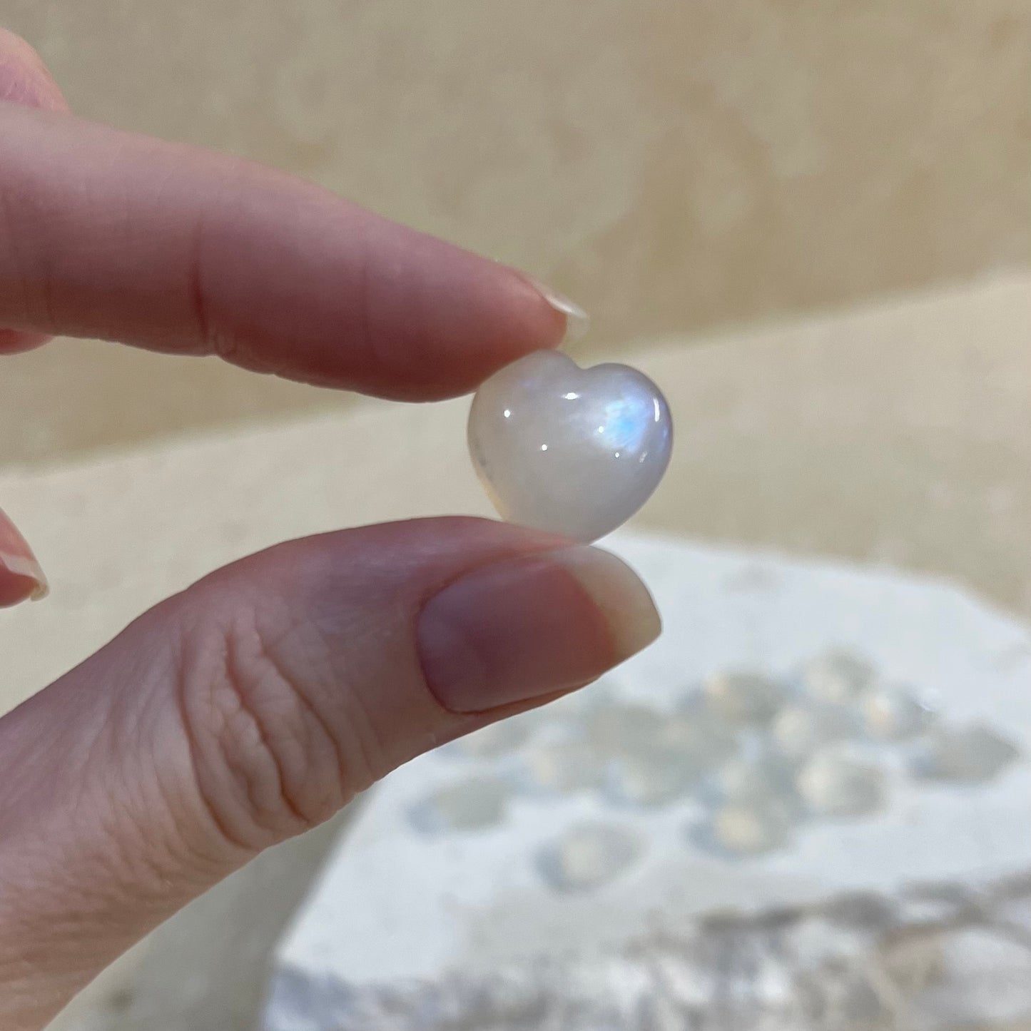 White Moonstone Mini Heart & Star (gem grade)