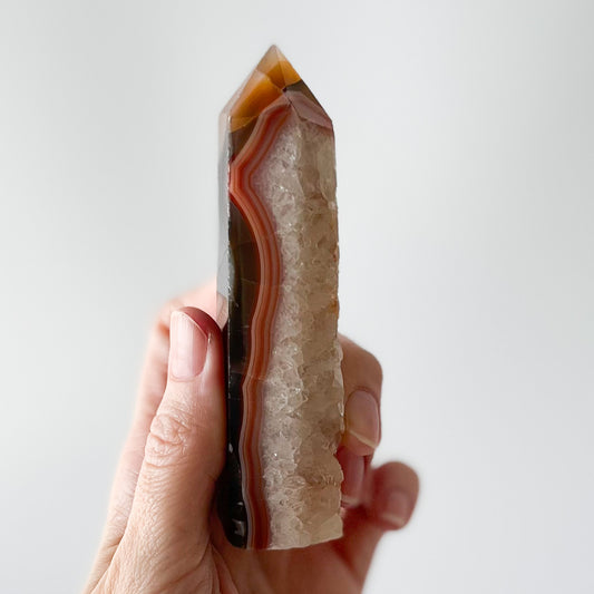 Carnelian Tower with Quartz / 137g