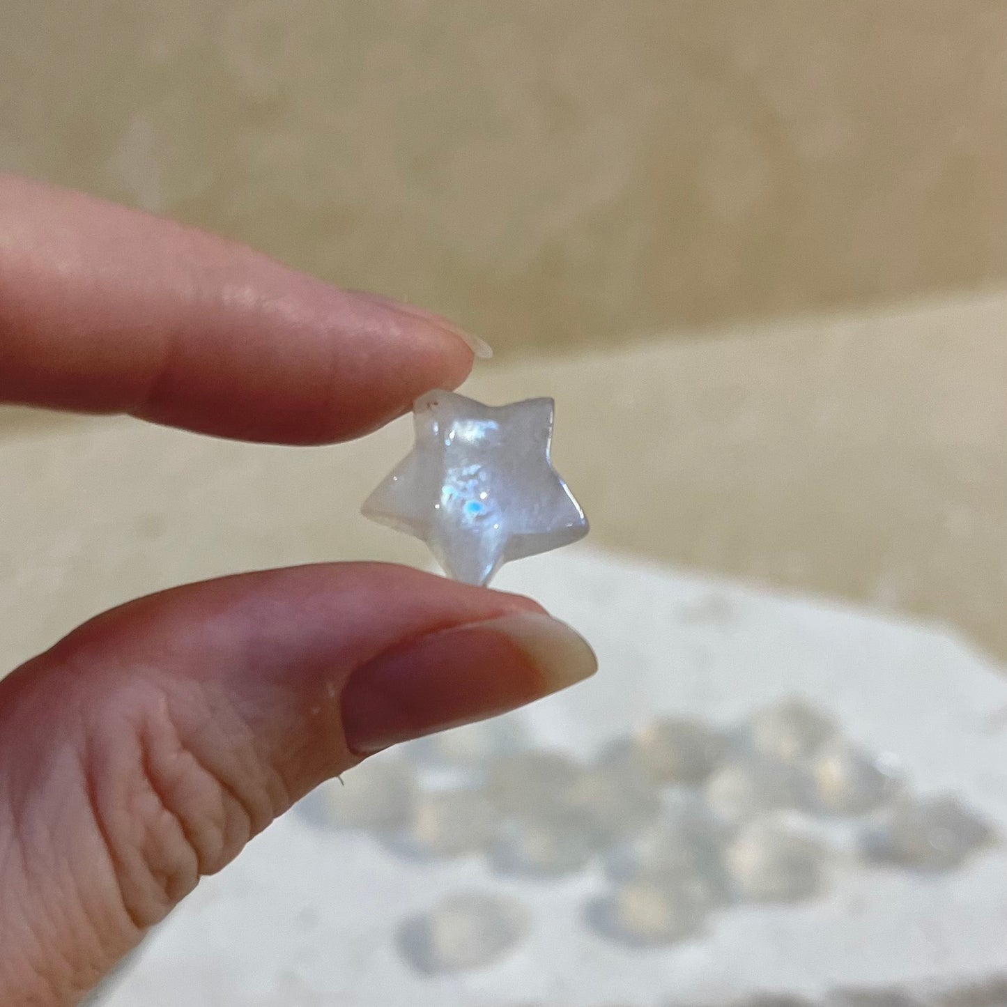 White Moonstone Mini Heart & Star (gem grade)