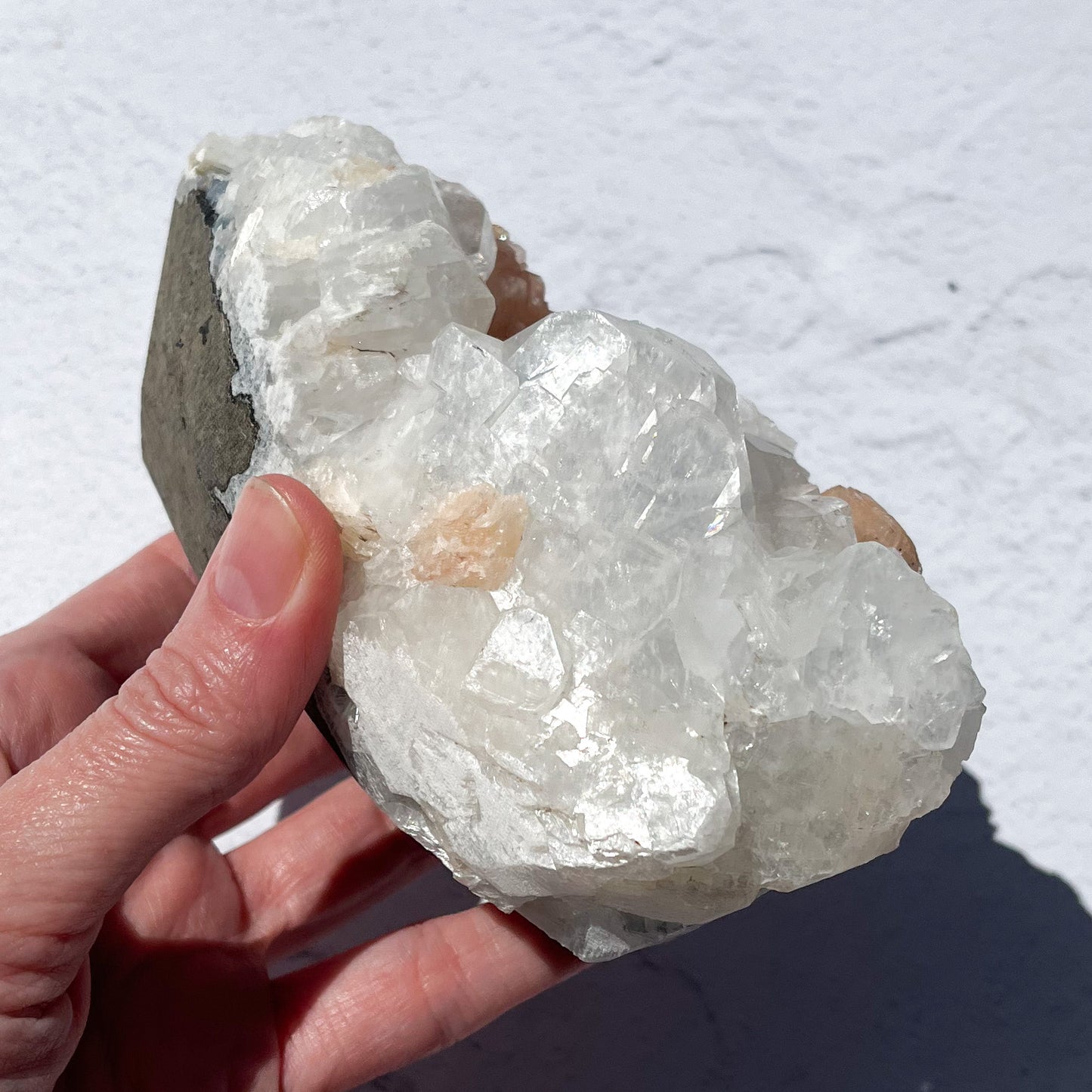 Apophyllite Cluster with stillbite inclusions / 692g