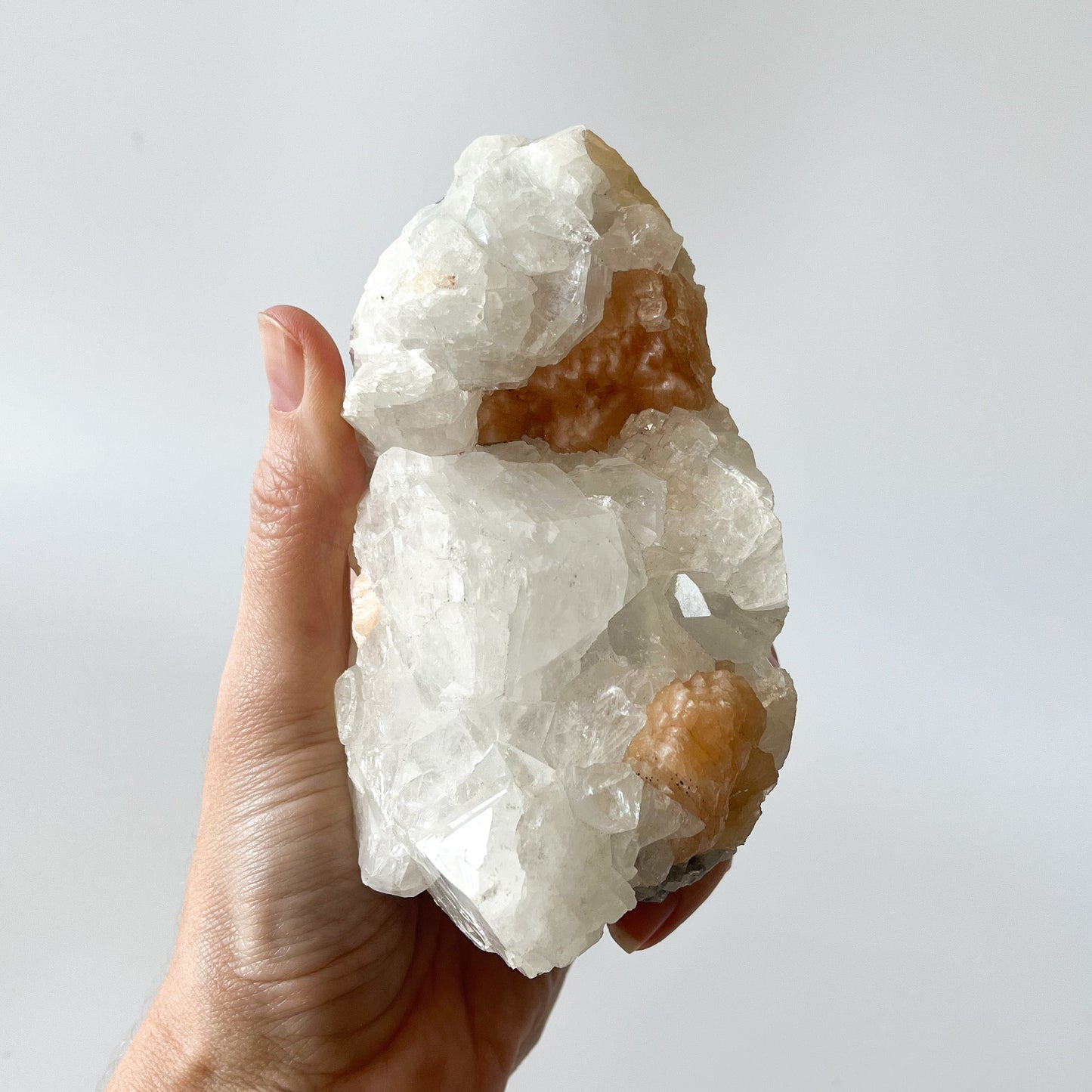 Apophyllite Cluster with stillbite inclusions / 692g