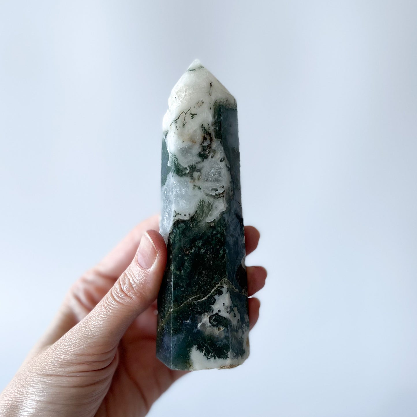 Moss Agate Point with Druzy / 210g
