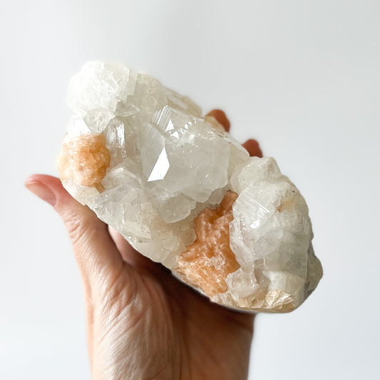 Apophyllite Cluster with stillbite inclusions / 692g