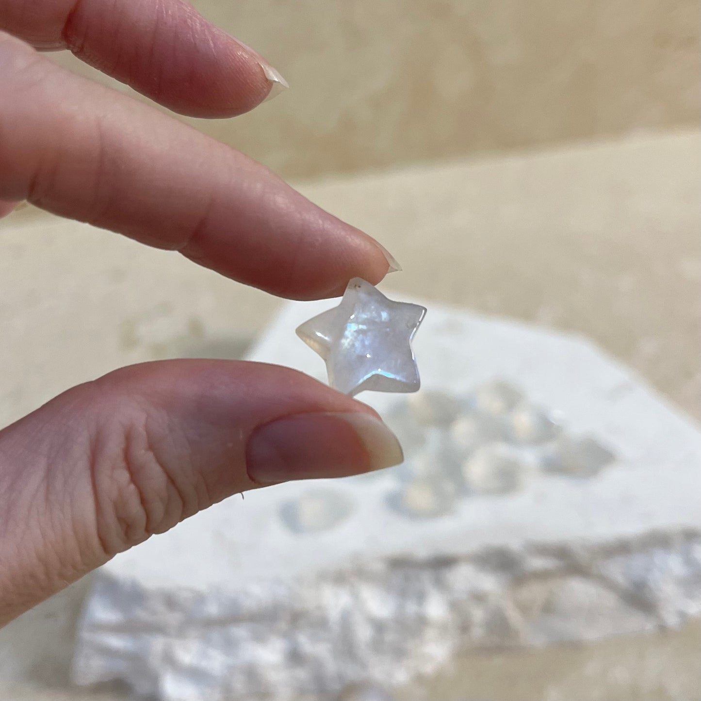 White Moonstone Mini Heart & Star (gem grade)