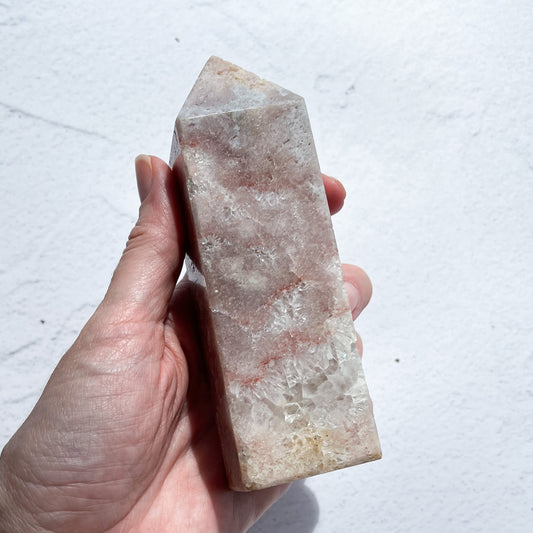 Pink Amethyst Tower with Quartz inclusions / 337g
